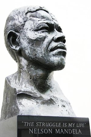 Bust of Nelson Mandela beside the Royal Festival Hall, London